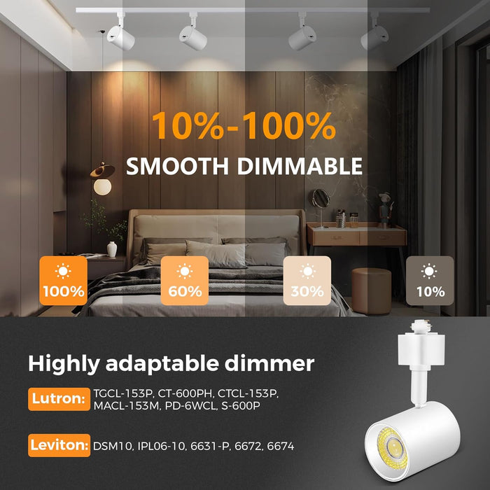 Plug in Track Lighting with Power Cord, 6-Light LED Track Lighting Kit with Track Rail & 10FT Plug Cord