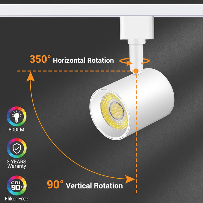 Plug in Track Lighting with Power Cord, 6-Light LED Track Lighting Kit with Track Rail & 10FT Plug Cord