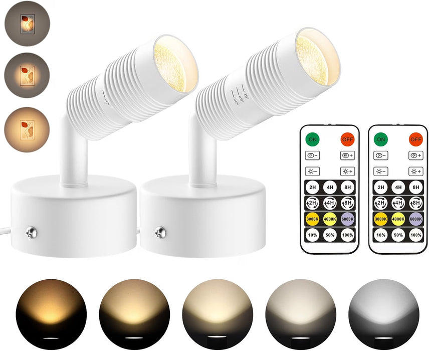 TuyuBEE Muti-Color Zoomable LED Spot Lights Indoor with Timer, White