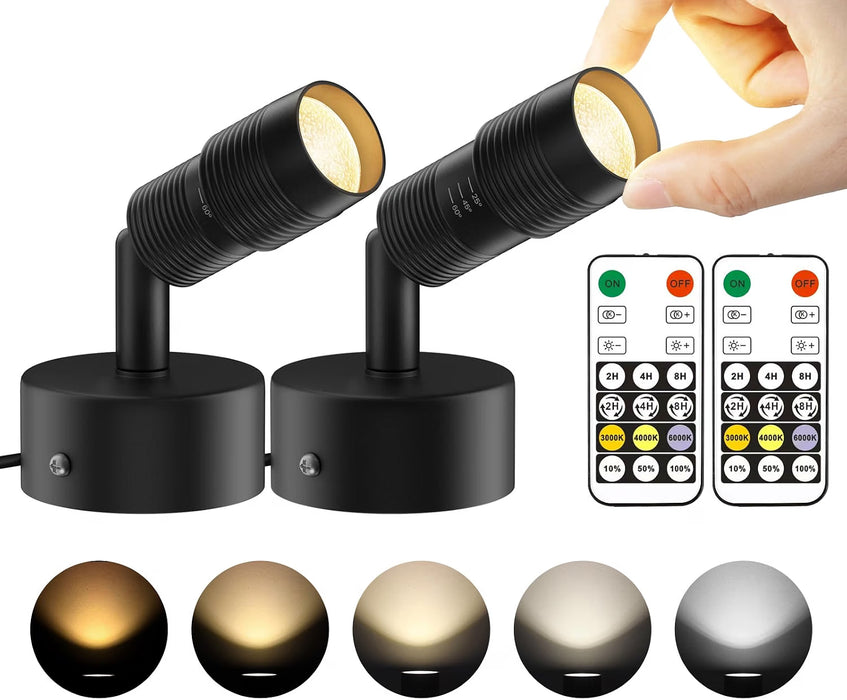 TuyuBEE Muti-Color Zoomable LED Spot Lights Indoor with Timer, Black
