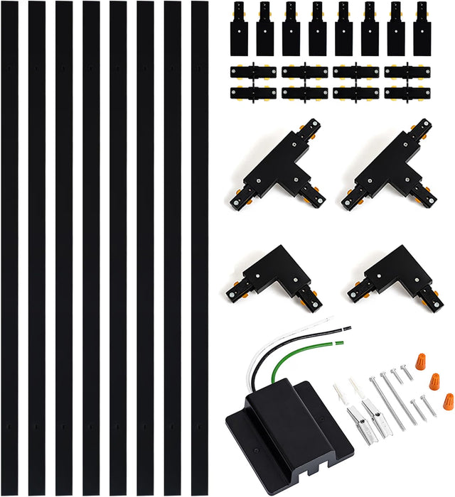 VANoopee 26FT H Track Lighting Rails with Floating Canopy Connector, Black