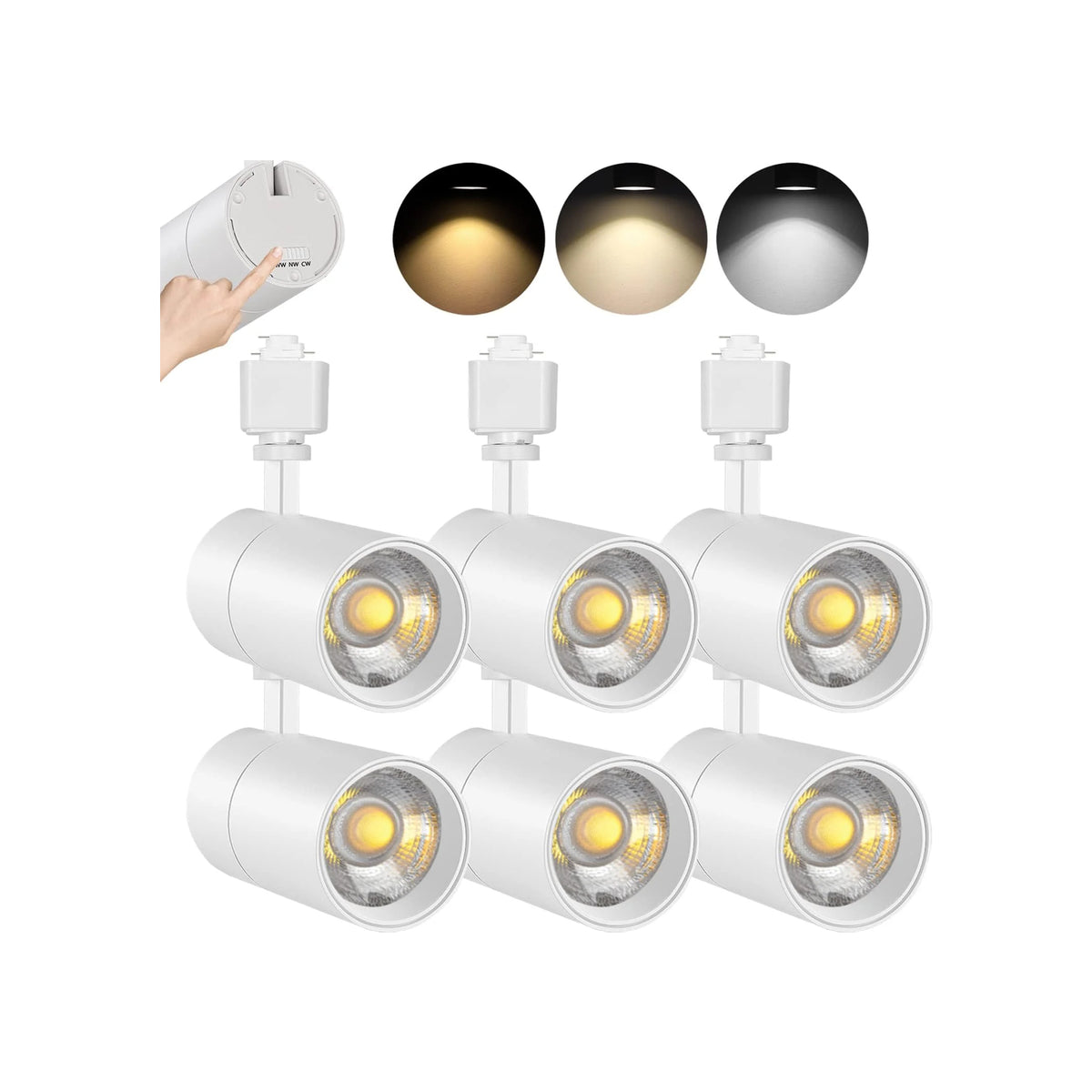3-Color 20W Dimmable LED Track Lighting Heads H Type, 36° 2000lm — VANoopee