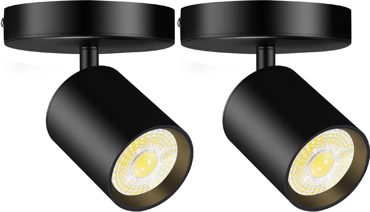 VANoopee Flush Mount LED Ceiling Spotlight Dimmable 10W 3000K Black 2 Pack