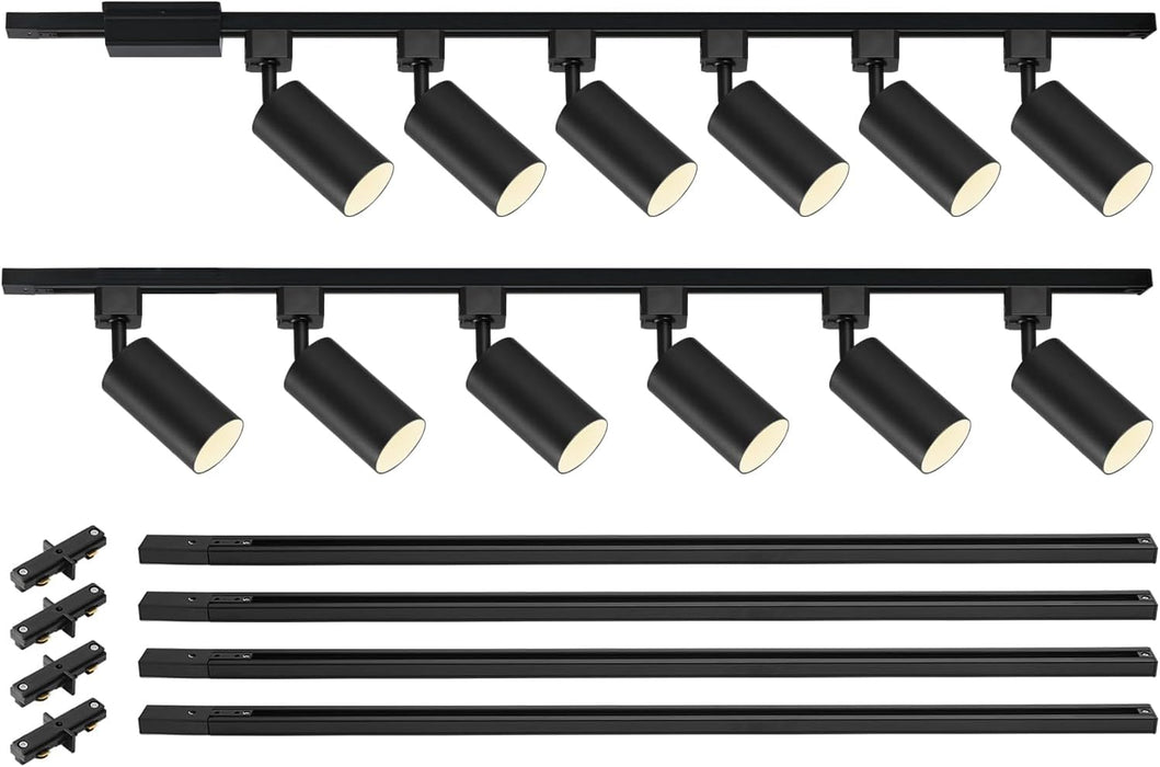VANoopee 12-Light GU10 LED Track Lighting Kit, Black (No Bulbs)