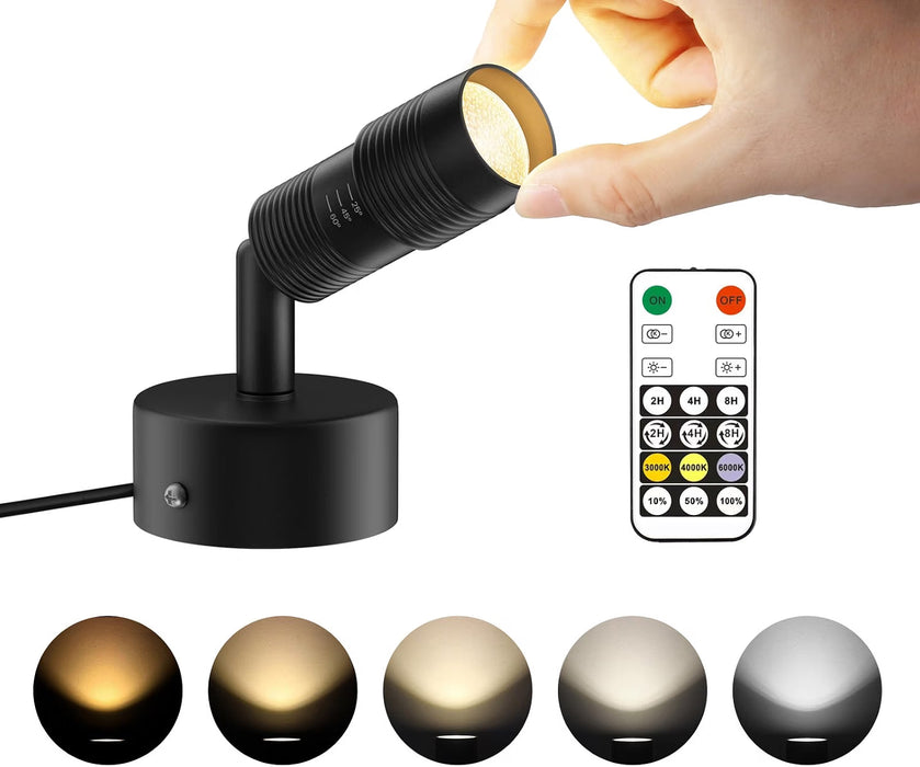 TuyuBEE Muti-Color Zoomable LED Spot Lights Indoor with Timer, Black