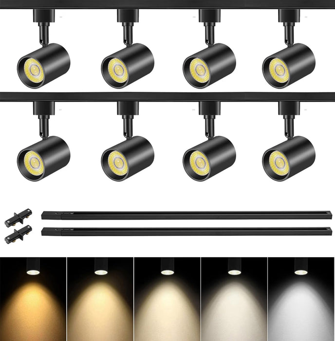 5 Color 8-Light LED Track Lighting Kit with Track Rails, Black