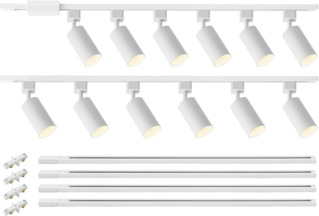 VANoopee 12-Light GU10 LED Track Lighting Kit, White (No Bulbs)