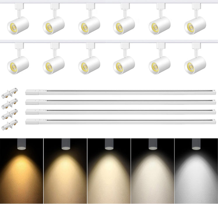 5-Color 12-Light LED Track Lighting Kit with 13FT Rails, 10W White