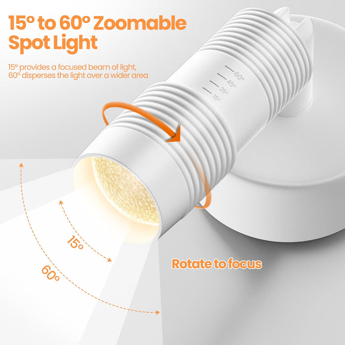 TuyuBEE Muti-Color Zoomable LED Spot Lights Indoor with Timer, White