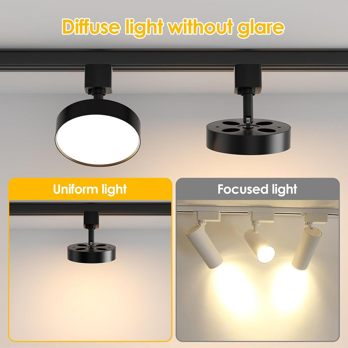 6-Lights LED Track Lighting Kit with 6.6FT H Track Rail & Canopy Connector, Modern Kitchen Track Lighting Fixtures Ceiling Flood Light Dimmable Flicker Free CRI90+ 3000K 12W 1000lm, Black