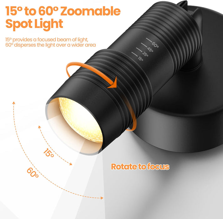 TuyuBEE Muti-Color Zoomable LED Spot Lights Indoor with Timer, Black