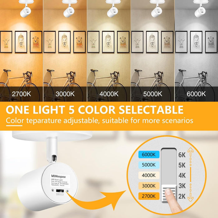 5-Color Dimmable Ceiling Spotlight,10W 800lm 2 Pack