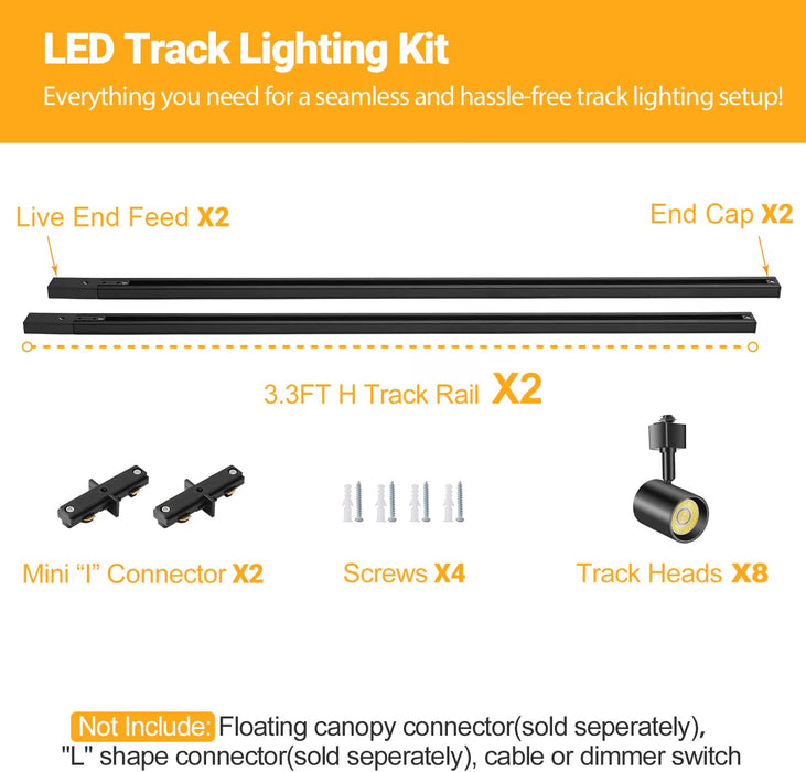 5 Color 8-Light LED Track Lighting Kit with Track Rails, Black