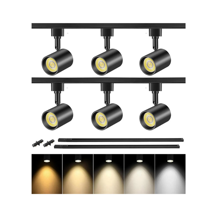 5-Color 6-Light LED Track Lighting Kit with 6.6FT Track Rail, 10W 800lm