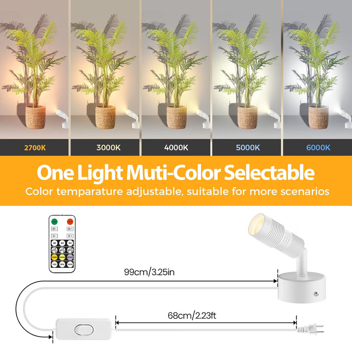TuyuBEE Muti-Color Zoomable LED Spot Lights Indoor with Timer, White