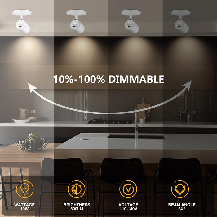 5-Color Dimmable Ceiling Spotlight,10W 800lm 2 Pack