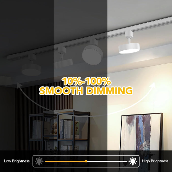 Diffuse LED Track Lighting Heads H Type Track Light Heads Dimmable Kitchen Track Lighting Fixtures Ceiling, Compatible with H Track Rails - Flicker Free CRI90+ 3000K 12W 1000lm