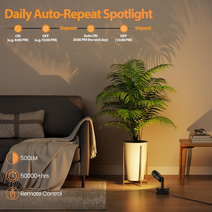 TuyuBEE Muti-Color Zoomable LED Spot Lights Indoor with Timer, Black