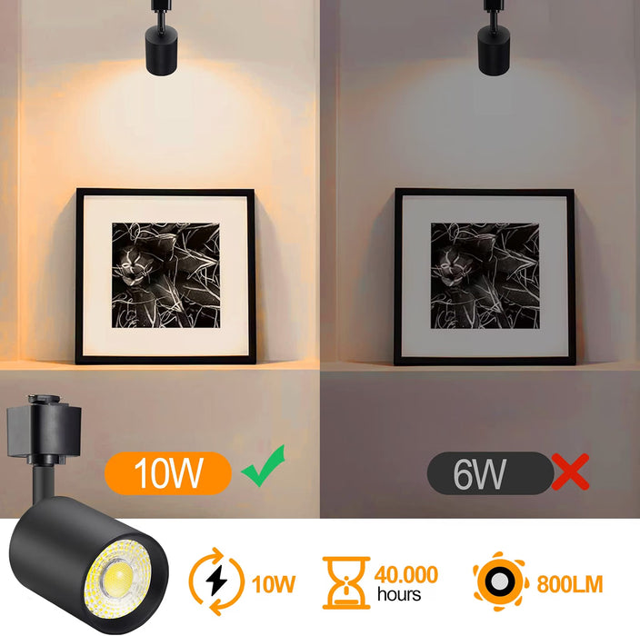 8 Pack J Type Track Lighting Heads 10W Black 3000K