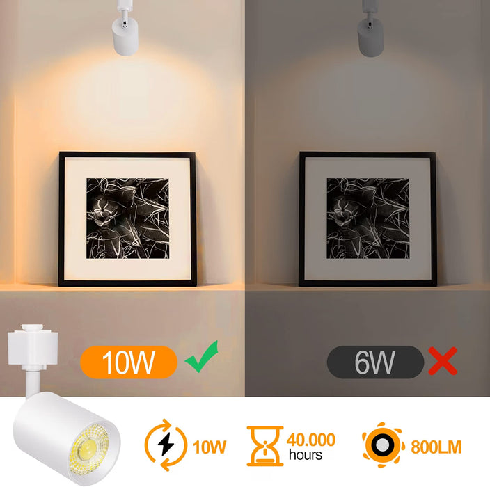 8 Pack J Type Track Lighting Heads 10W White 3000K