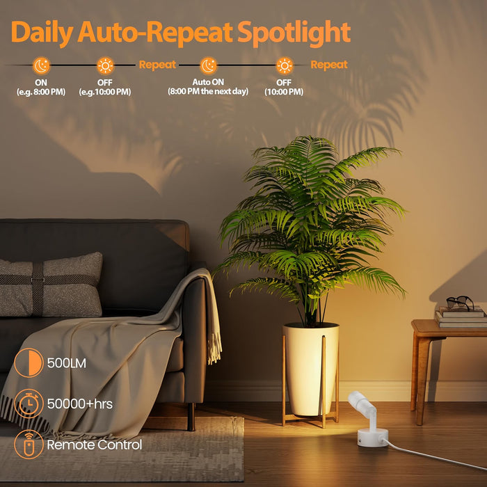 TuyuBEE Muti-Color Zoomable LED Spot Lights Indoor with Timer, White