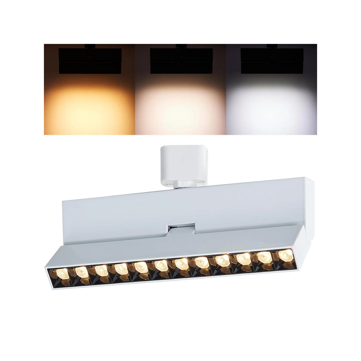 3-Color Dimmable LED Track Lighting Heads H Type, 30° CRI90+ 12W — VANoopee