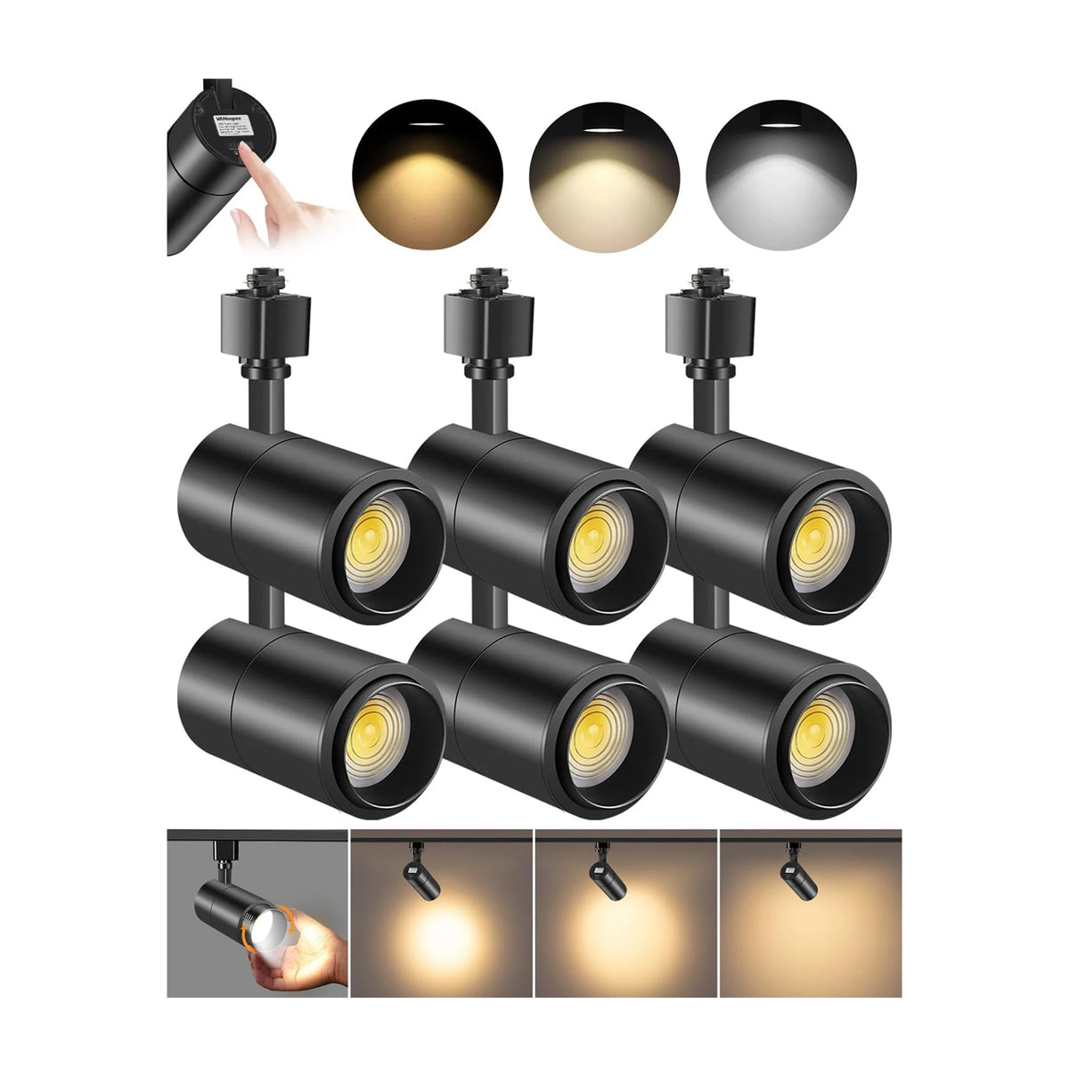 20W 3 Color Zoomable Track Heads H Type 6 Pack — VANoopee
