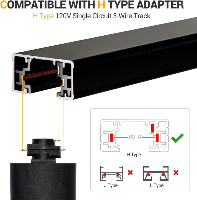 VANoopee 6.6FT H Track Lighting Rails with Floating Canopy Connector, Black
