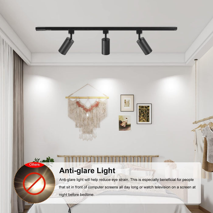 VANoopee 12-Light GU10 LED Track Lighting Kit, Black (No Bulbs)