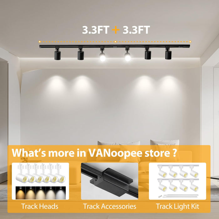VANoopee 8-Light LED Track Lighting Kit with 8FT H Type Track Lighting Rail, Dimmable LED Track Light Heads Modern Kitchen Track Lighting Fixtures Ceiling Spot Light 3000K 24° CRI90 10W 800lm White VANoopee 8-Light LED Track Lighting Kit with 8FT H Type Track Lighting Rail, Dimmable LED Track Light Heads Modern Kitchen Track Lighting Fixtures Ceiling Spot Light 3000K 24° CRI90 10W 800lm White