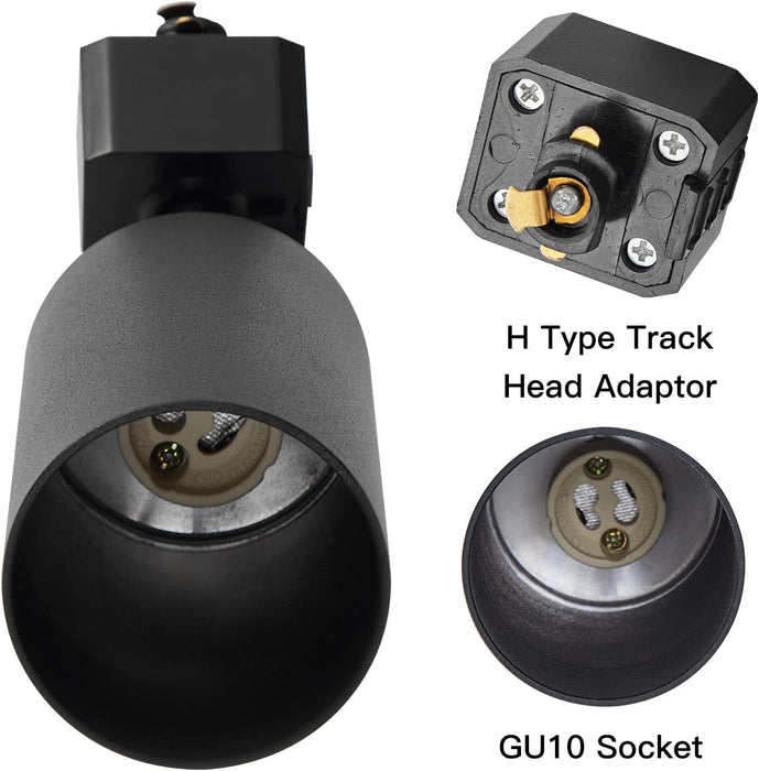 GU10 Track Lighting Heads H Type, Pack of 4, No Bulbs