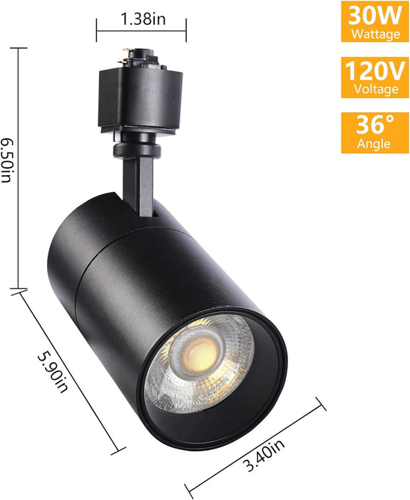 VANoopee 3-Color 30W H Track Lighting Heads Dimmable Bright LED Track Lighting Fixtures Accent Task Retail Kitchen Ceiling Spotlight Track Light H Type Pack of 4 - Flicker Free CRI90+ 36° 3000lm Black