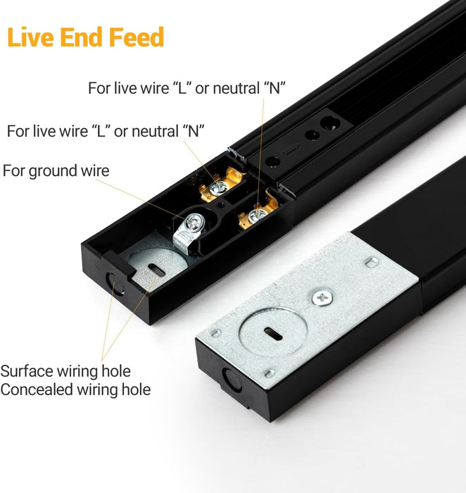 5 Color 6-Light LED Track Lighting Kit with 6.6FT Track Rail and Floating Canopy Connector, 10W