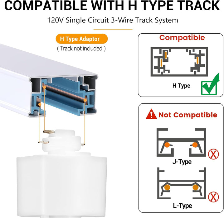 Remote Control LED Track Lighting Heads H Type Track Light Heads Dimmable, 2000K to 6000K Adjustable Ceiling Spotlight for H Track Lighting Rails, CRI90+ 24° 10W 800lm, White (8 Pack)