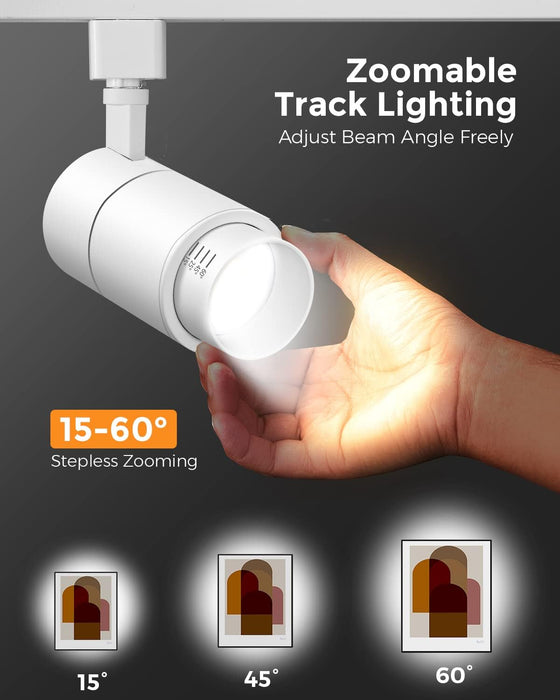 3-Color Zoomable 30W LED Track Lighting Heads H Type, 15°-60° 3000lm