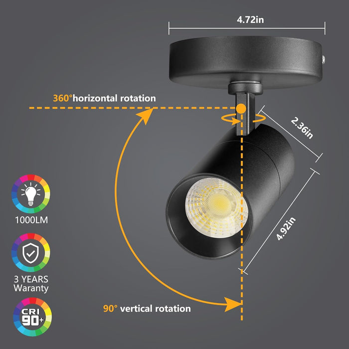 3-Color 10W LED Ceiling Spotlight Flush Mount Indoor