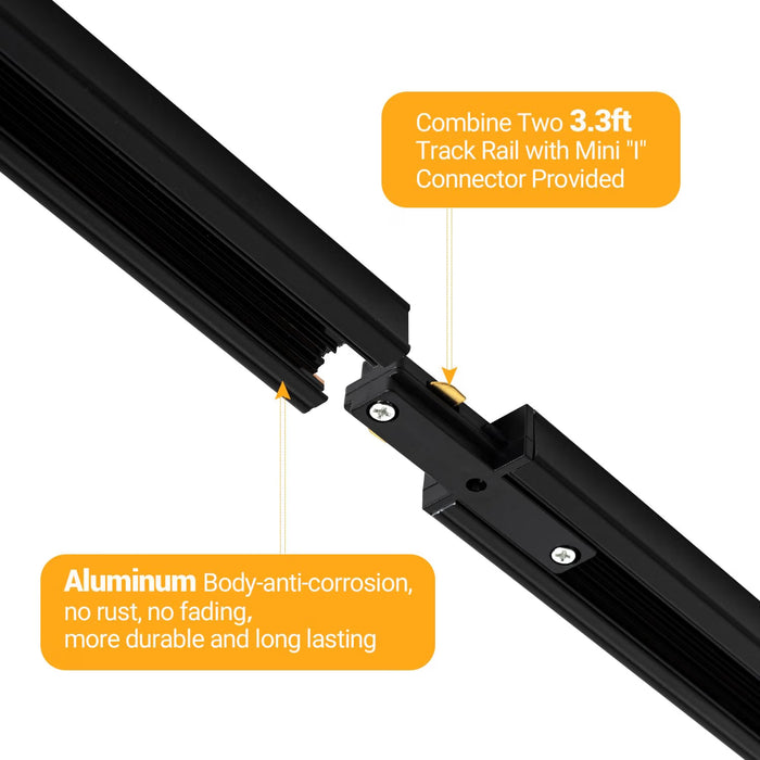 VANoopee 13FT H Track Lighting Rails with Floating Canopy Connector, Black