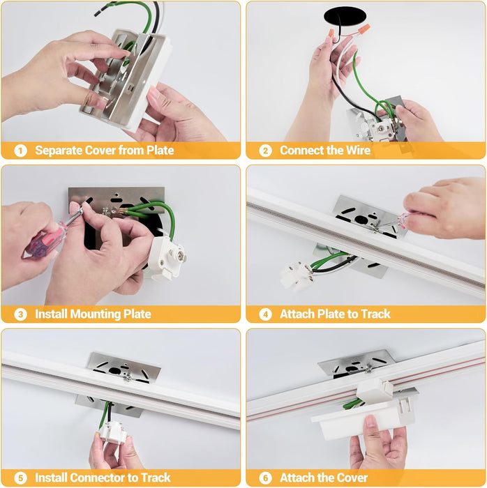 VANoopee 12-Light GU10 LED Track Lighting Kit, White (No Bulbs)