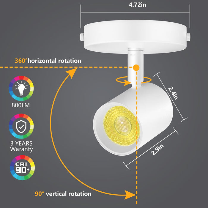 5-Color Dimmable Ceiling Spotlight,10W 800lm 2 Pack