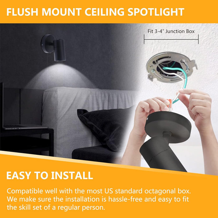 3-Color 10W LED Ceiling Spotlight Flush Mount Indoor
