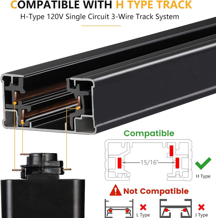 10W LED Track Light Heads H Type 4000K 12 Pack