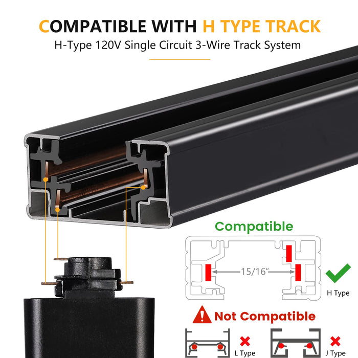 10W LED Track Light Heads H Type 3000K 8 Pack