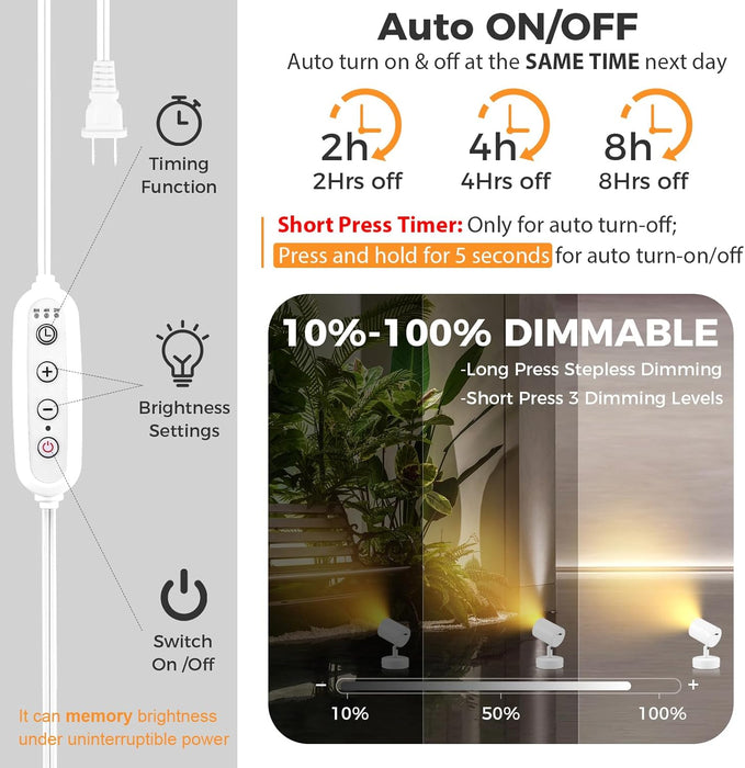 5 Color 10W LED Up Lights Indoor Spot Lights with Timer, Floor Spotlight Lamp with 5.9FT Plug Cord