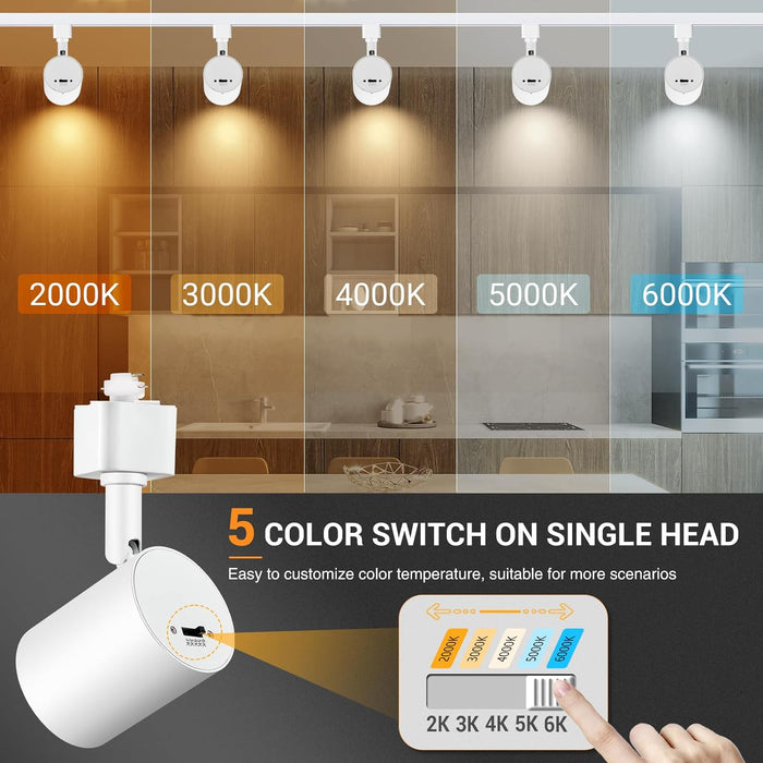 5-Color 6-Light LED Track Lighting Kit with 6.6FT Track Rail, 10W 800lm