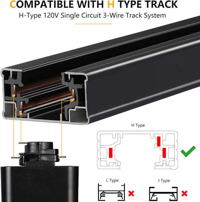 VANoopee 3-Color 20W H Type high quality Track Lighting Heads Dimmable Bright LED 3 count