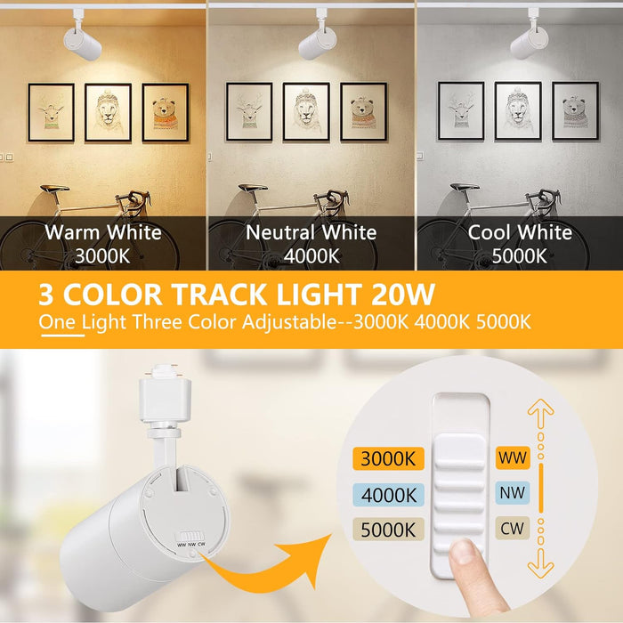 VANoopee 3-Color Zoomable 30W LED Track Lighting Heads H Type Track Light Heads Dimmable Bright Ceiling Spotlight Fixtures For Shop, 3000K 4000K 5000K Adjustable, CRI90 15°-60° 3000lm Black 4 Pack