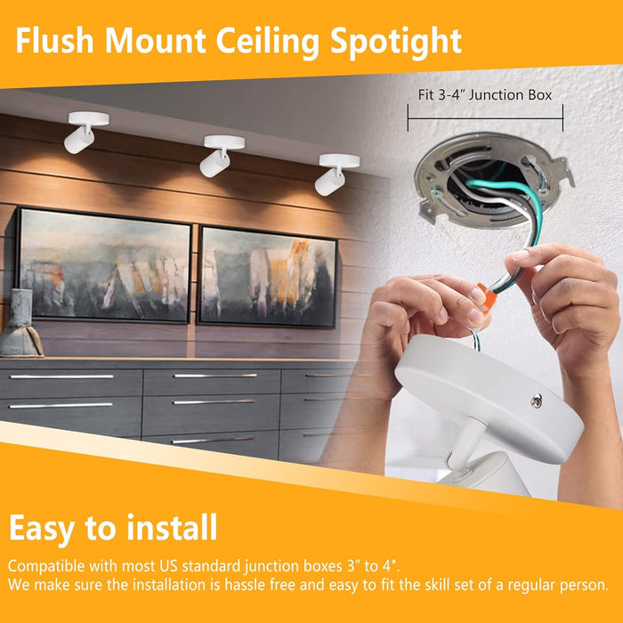 Flush Mount LED Ceiling Spotlight Dimmable, 10W 800lm 3000K