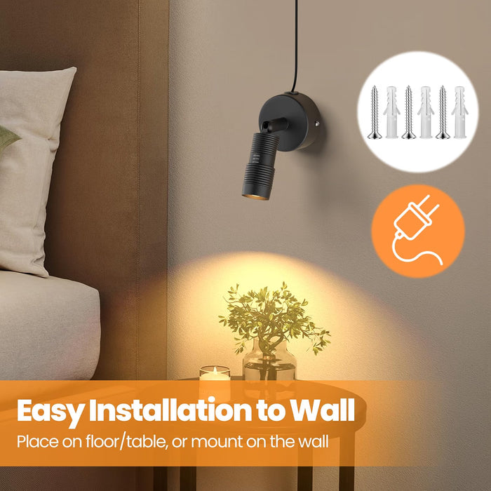 TuyuBEE Muti-Color Zoomable LED Spot Lights Indoor with Timer, Black