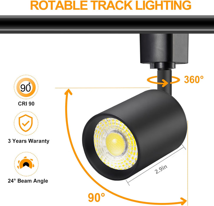 8 Pack J Type Track Lighting Heads 10W Black 3000K