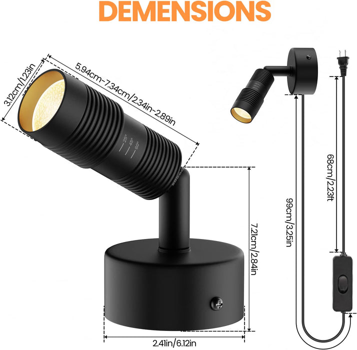 TuyuBEE Muti-Color Zoomable LED Spot Lights Indoor with Timer, Black